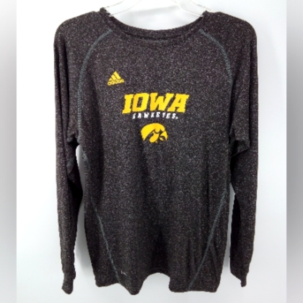 adidas Iowa Hawkeyes Dark Gray Burnout Workout Long Sleeve Top Climalite L 14 16